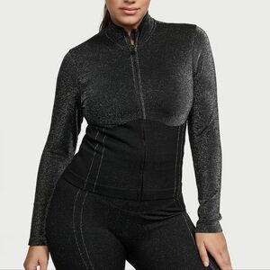 NWT Victorias Secret Black Glitter Women's Jacket Sz L